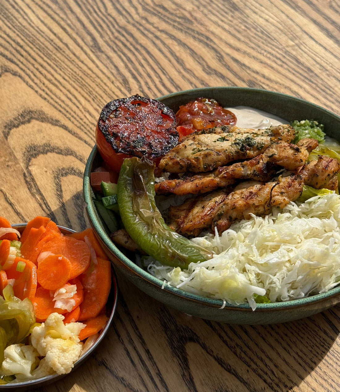 Best Middle Eastern food in Charleston SC — chicken shawarma plate at Mazal